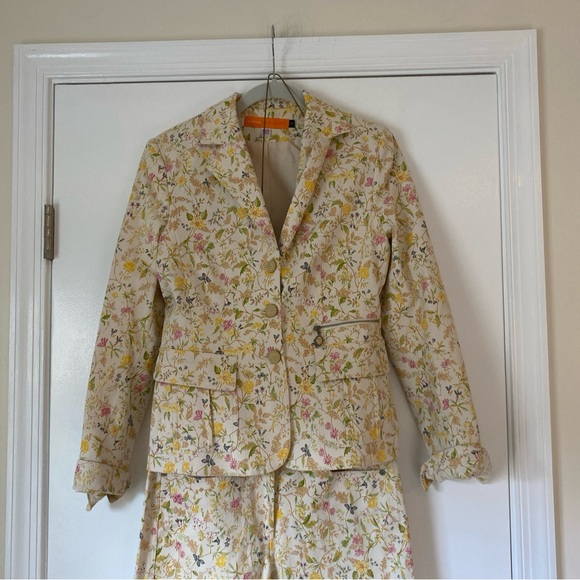 EUC Cynthia Steffe vintage floral denim pantsuit - Picture 3 of 10